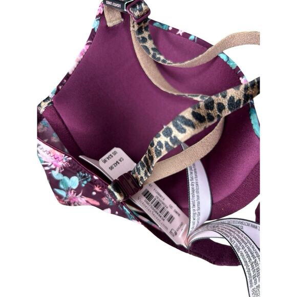 NEW Victoria's Secret Sexy Tee light Lined Demi Bra 32C pink Floral adjustable - Picture 4 of 10